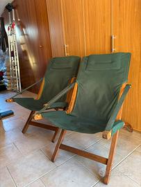 Coppia di sedie pieghevoli da giardino in legno
