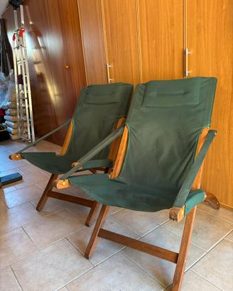 Coppia di sedie pieghevoli da giardino in legno
