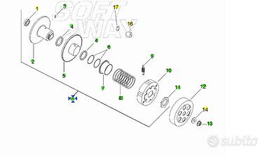 Puleggia secondaria completa Aprilia Rally 50 AP82