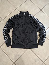 Felpa Kappa nera con zip banda logo sulle maniche