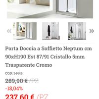 Porta Doccia a Soffietto  Neptum 90x190h