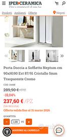 Porta Doccia a Soffietto  Neptum 90x190h