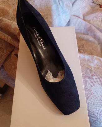 Cinzia Valle Scarpa donna camoscio blu 37,5, NUOVA
