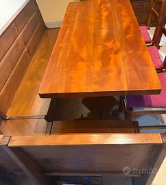 Panca in legno di ciliegio lavorata a mano+4 sedie