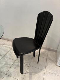 4 Sedie in pelle nere da sala da pranzo
