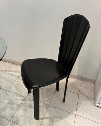 4 Sedie in pelle nere da sala da pranzo