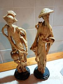 Statue orientali in avoriolina vintage