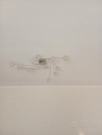 lampadario moderno a soffitto in metallo cromato