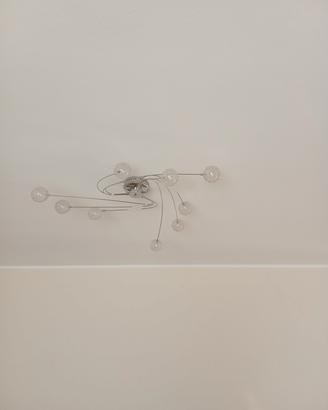 lampadario moderno a soffitto in metallo cromato