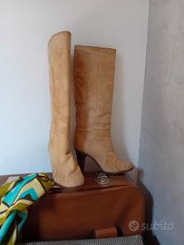 stivali in camoscio miele vintage anni 70 n.36 