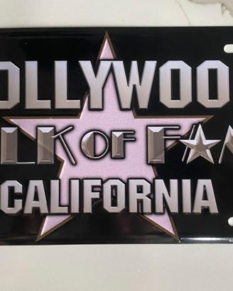 Targa decorativa Holliwood California nera e rosa