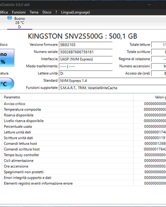 SSD NVMe Kingston 500GB | Condizioni Eccellenti