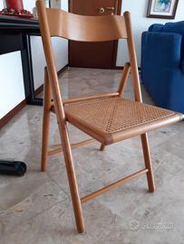 Set di 6 sedie pieghevoli faggio e paglia Vienna