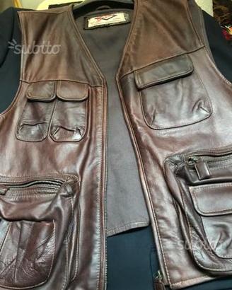 Gilet caccia multitasche pelle e tessuto tv Xxl