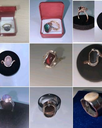 Collezione di 9 anelli con pietre Trento