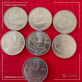7 monete da 5 lire
