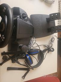 volante pedali e cuffie per play station 