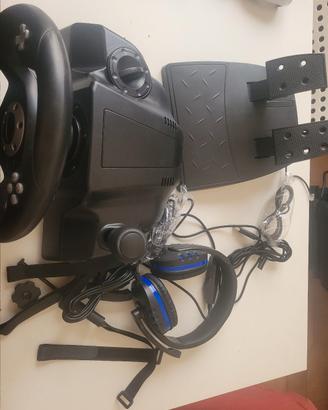volante pedali e cuffie per play station 