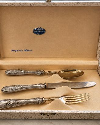 Set posate vintage in Argento 800 con cofanetto
