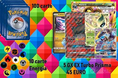 Pokémon GCC: 100 carte, 10 Energia, 5 rare GX EX