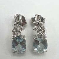 ORECCHINI ORO DIAMANTI ACQUAMARINA