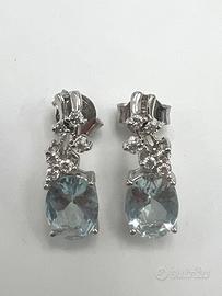 ORECCHINI ORO DIAMANTI ACQUAMARINA