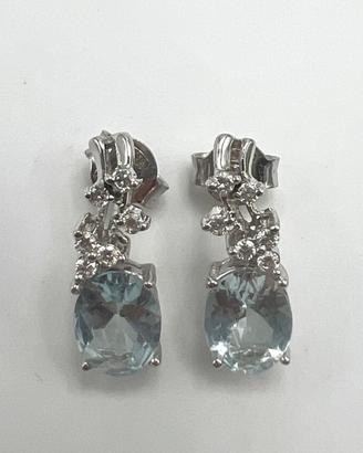 ORECCHINI ORO DIAMANTI ACQUAMARINA