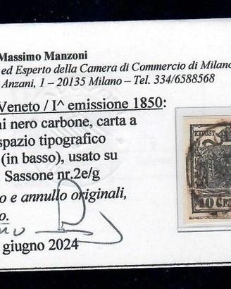 LOMBARDO VENETO 10 CENTESIMI CON SPAZIO TIPOGRAFIC