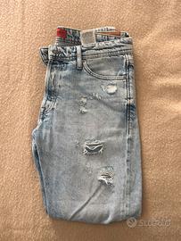 JACK & JONES uomo jeans tinta unita TG 46