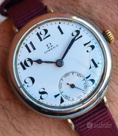 orologio Omega RARO Antico WW1 Argento Trincea