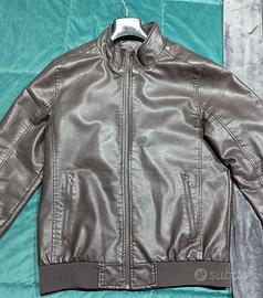 Giubbotto Bomber Uomo in Ecopelle Marrone - Taglia