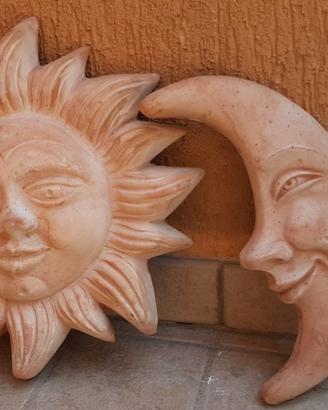 Coppia Sole e Luna Terracotta Artigianale toscana