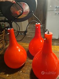 Lampadario anni '50 con vetri stile Stilnovo