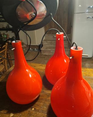 Lampadario anni '50 con vetri stile Stilnovo