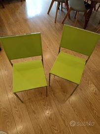 2x sedie base metallo, seduta plastica