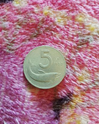 Moneta 5 Lire 1953 rara collezione 