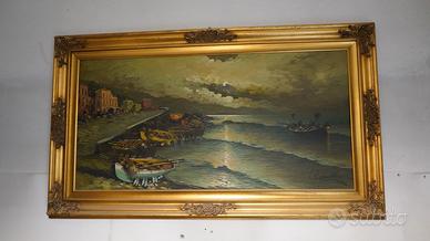 Dipinto olio su tela firmato – Marina notturna