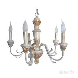 Lampadario avorio oro 5 luci Firenze Ideal Lux