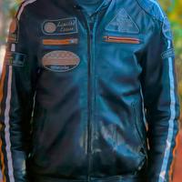 Giacca moto in pelle con protezioni