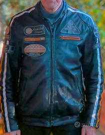 Giacca moto in pelle con protezioni