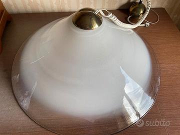 Lampadario in cristallo bianco di Fontana Arte