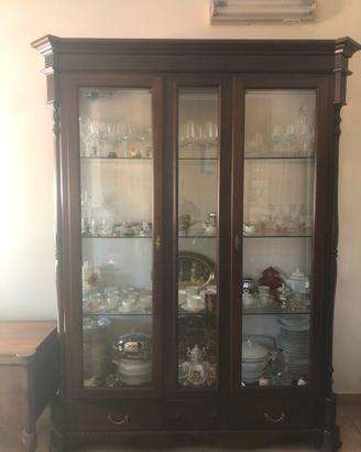 Cristalliera vetrina stile classico mogano