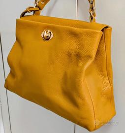 Borsa da donna in vera pelle colore senape Melluso