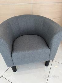 2 Poltroncine a conchiglia in tessuto grigio