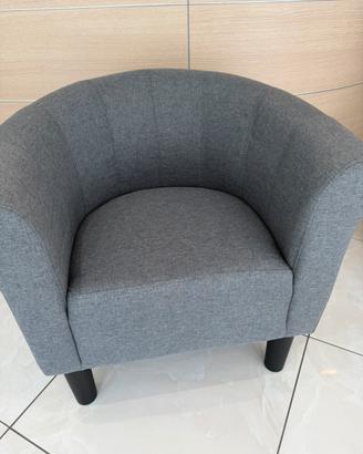 2 Poltroncine a conchiglia in tessuto grigio