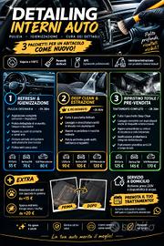 Detailing profondo interni auto e sanificazione