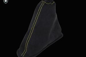 Cuffia freno a mano 595 alcantara filo giallo