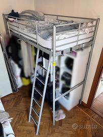 Letto a soppalco 1 piazza, metallo colore grigio
