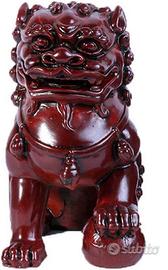 Feng Shui redstone dog lion cane Fu in pietra ross