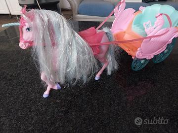 BARBIE  CARROZZA  CIGNO UNICORNO ANNI 90